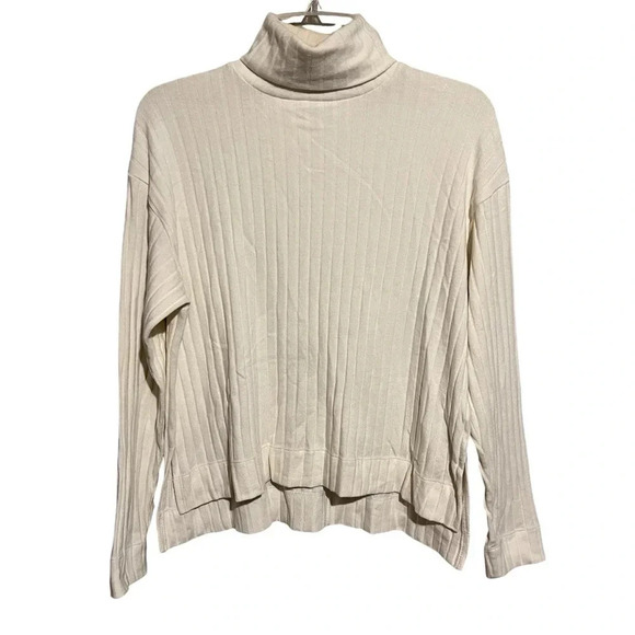 Madewell Sweaters - Madewell Cream Ribbed Long Sleeve Turtleneck Sweater Size Small S